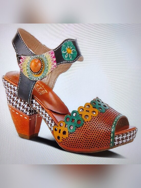 L'artiste Shoes - L'Artiste 'Jive' Boho-chic Heeled Rustic Sandal Camel Multi Women's Sz 9 GUC